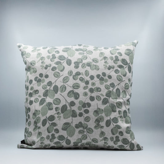 Lin Putetrekk 50 x 50 hvit med grønne blader - PREG Interiør