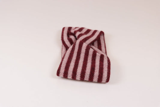 PANNEBÅND TVIST ALPAKKA STRIPET MELERT LYS ROSA/MELERT MØRK RØD - PREG Interiør