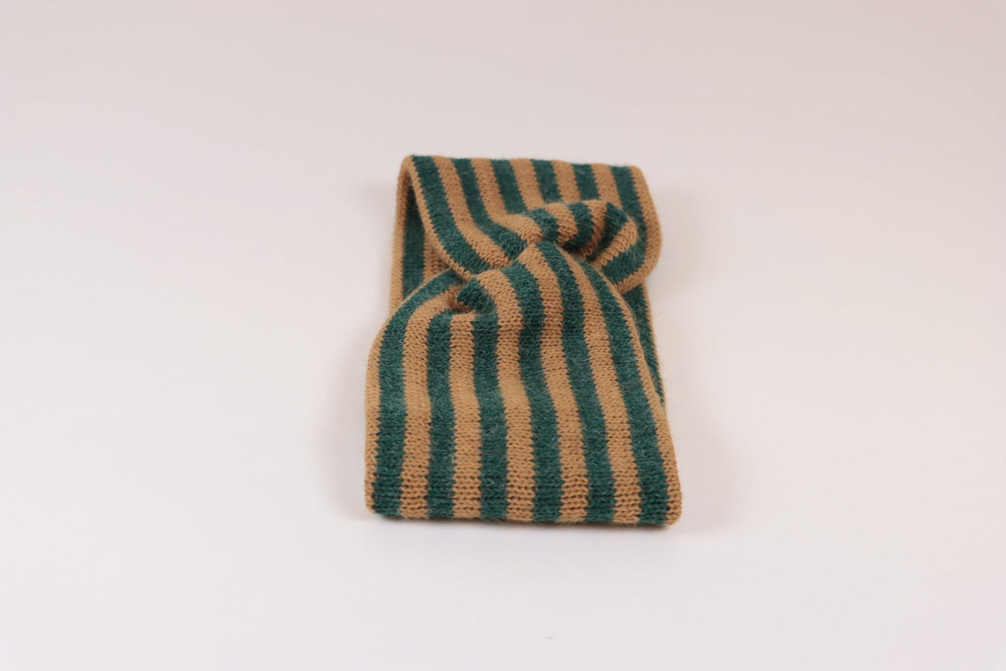 PANNEBÅND TVIST ALPAKKA STRIPET OKERGUL/MELERT MØRK TURKIS - PREG Interiør