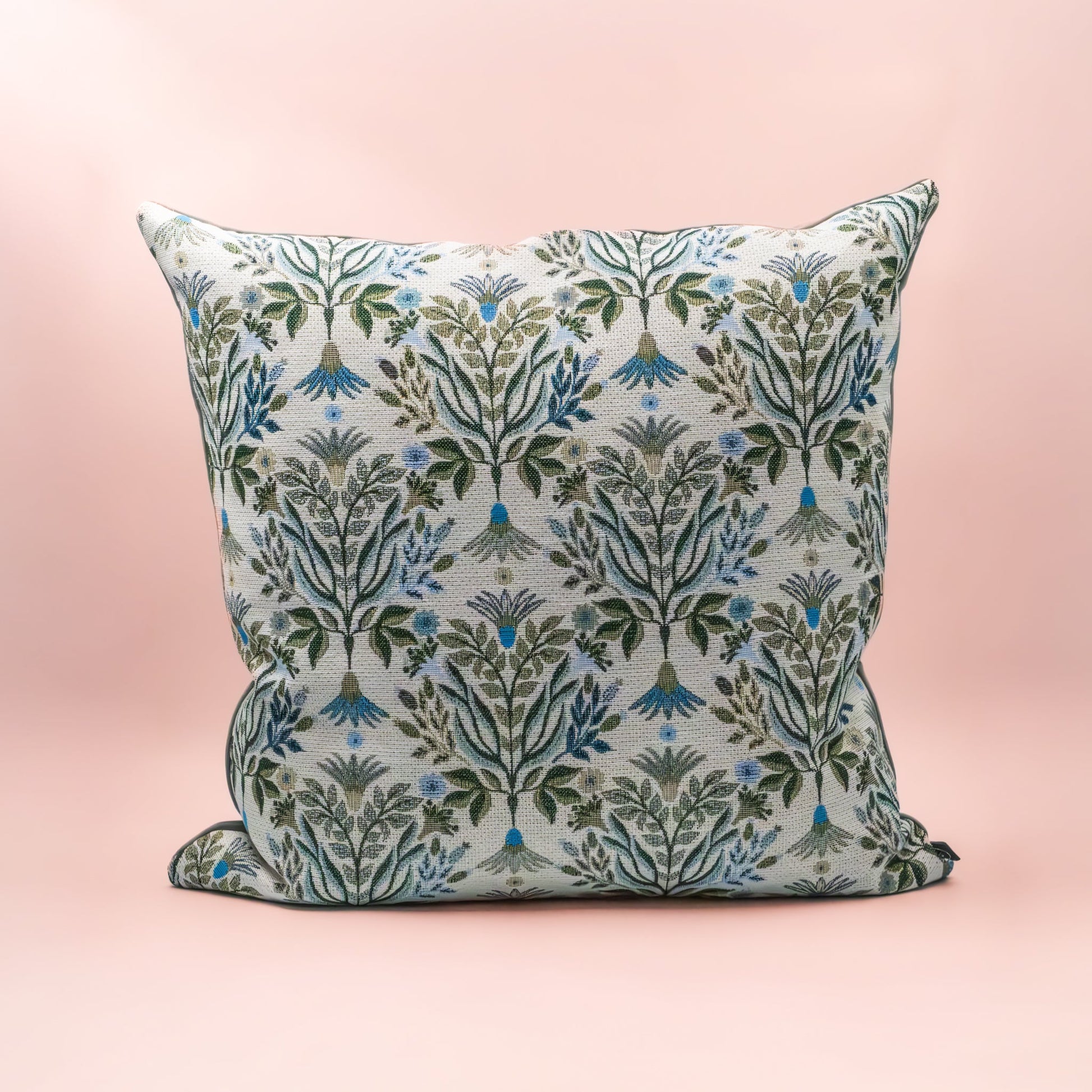 Putetrekk gobelin tre med blomster blå/grønn - PREG Interiør