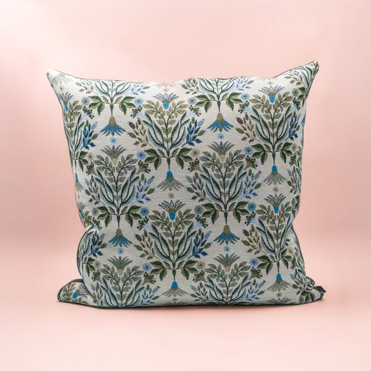 Putetrekk gobelin tre med blomster blå/grønn - PREG Interiør