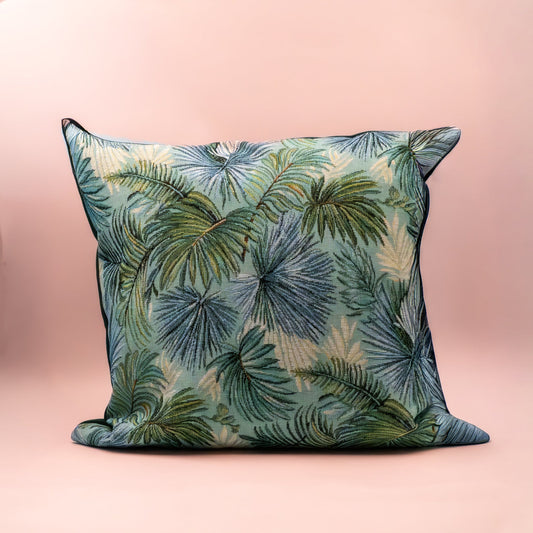 Putetrekk gobelin turkis med blader - PREG Interiør