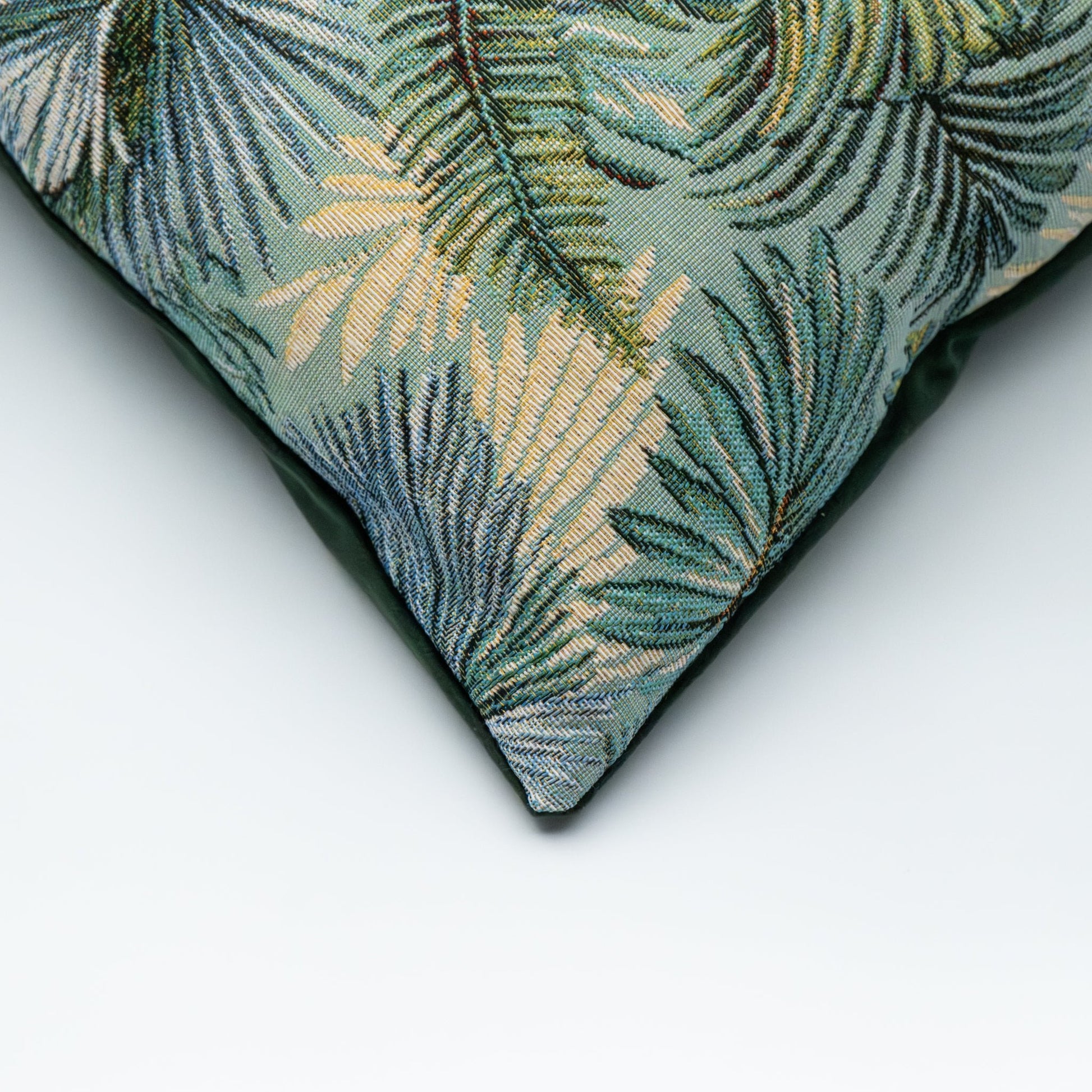 Putetrekk gobelin turkis med blader - PREG Interiør