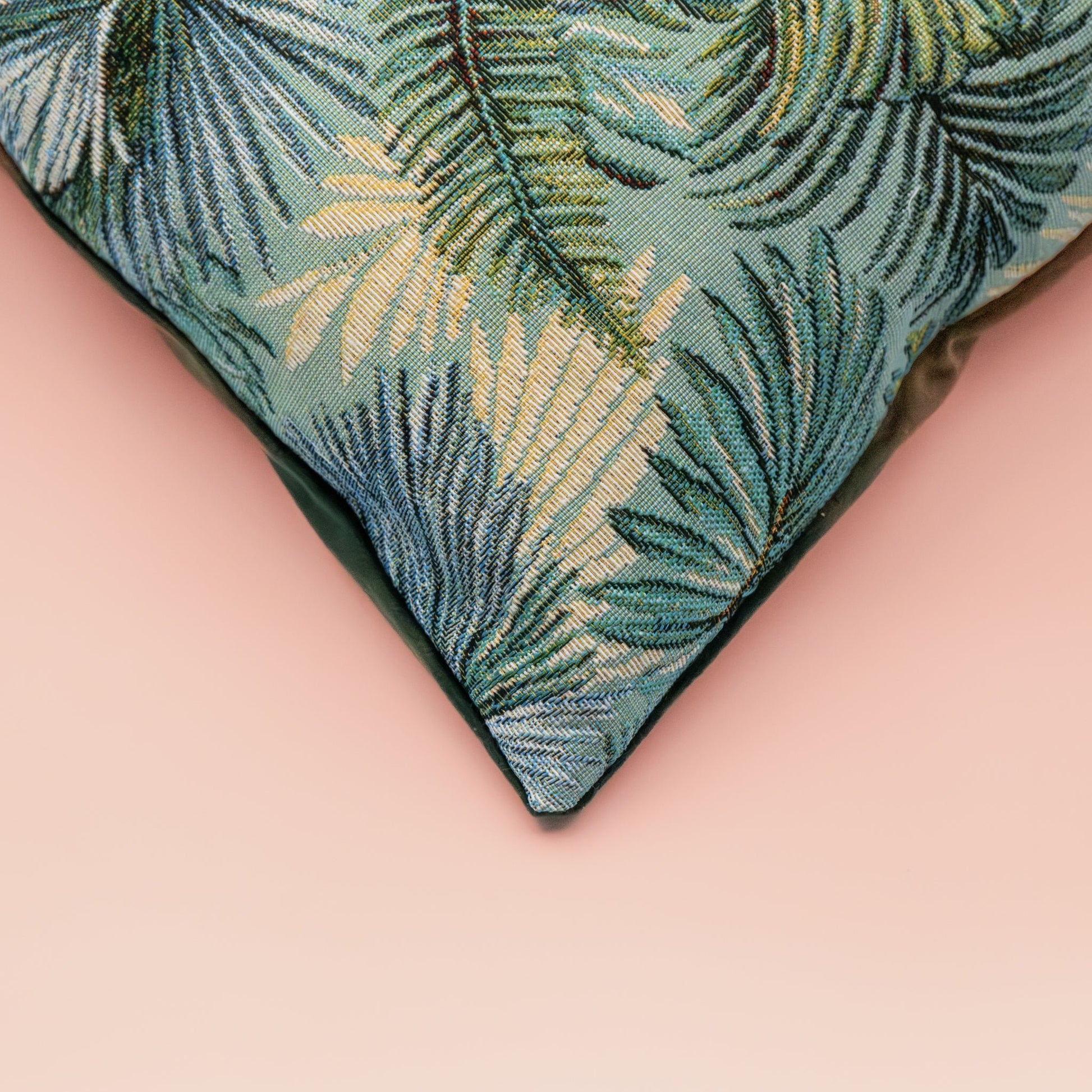 Putetrekk gobelin turkis med blader - PREG Interiør