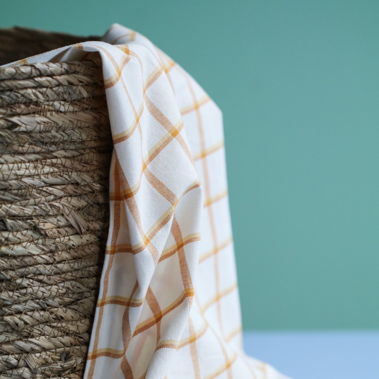 KJØKKENHÅNDKLE OFFWHITE GULE RUTER - PREG Interiør