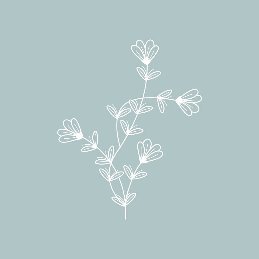 KORT BLOMSTERMOTIV DUS BLÅ - PREG Interiør