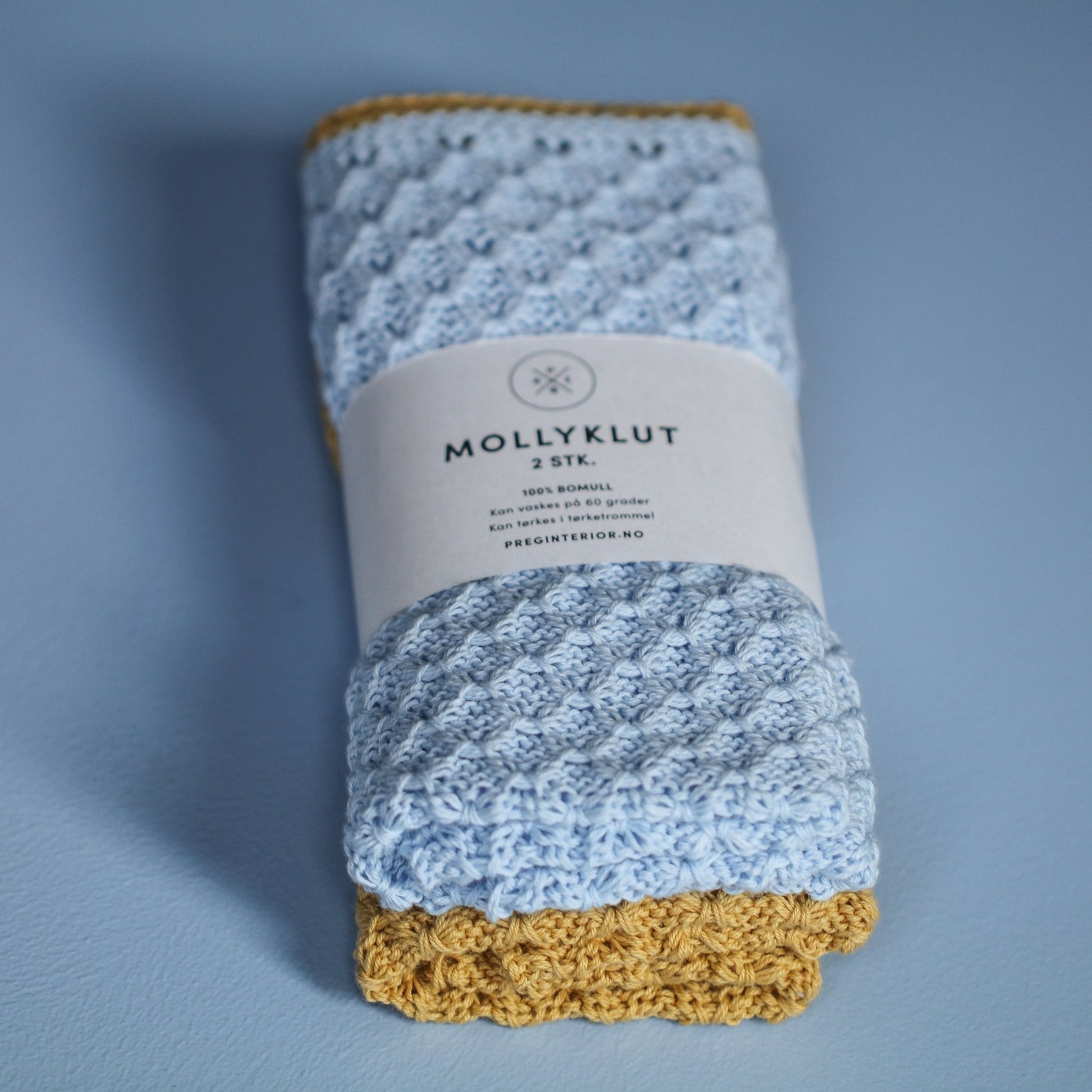 MOLLYKLUT 2 PK GUL/LYSEBLÅ - PREG Interiør