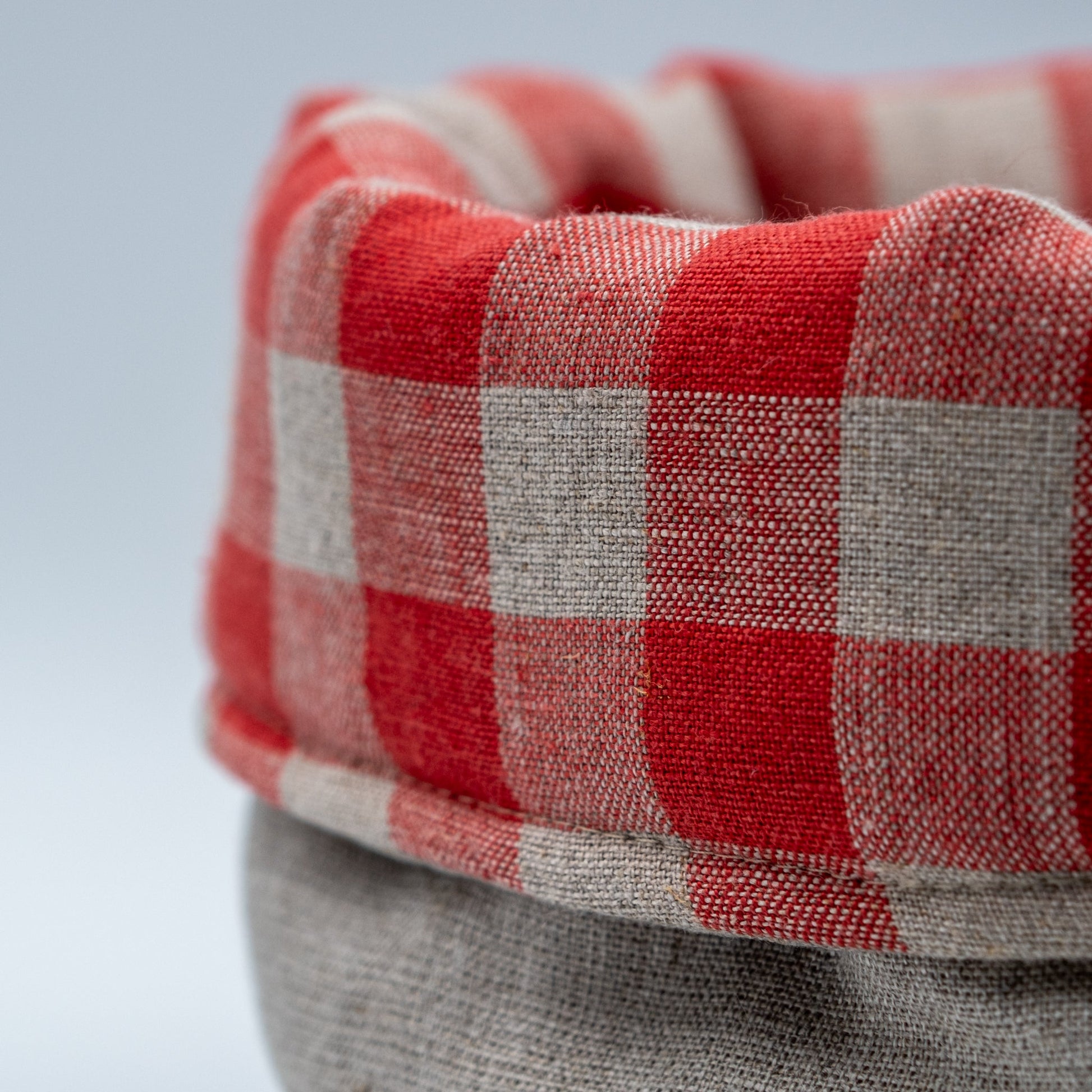 Brødkurv lin beige/ruter - PREG Interiør