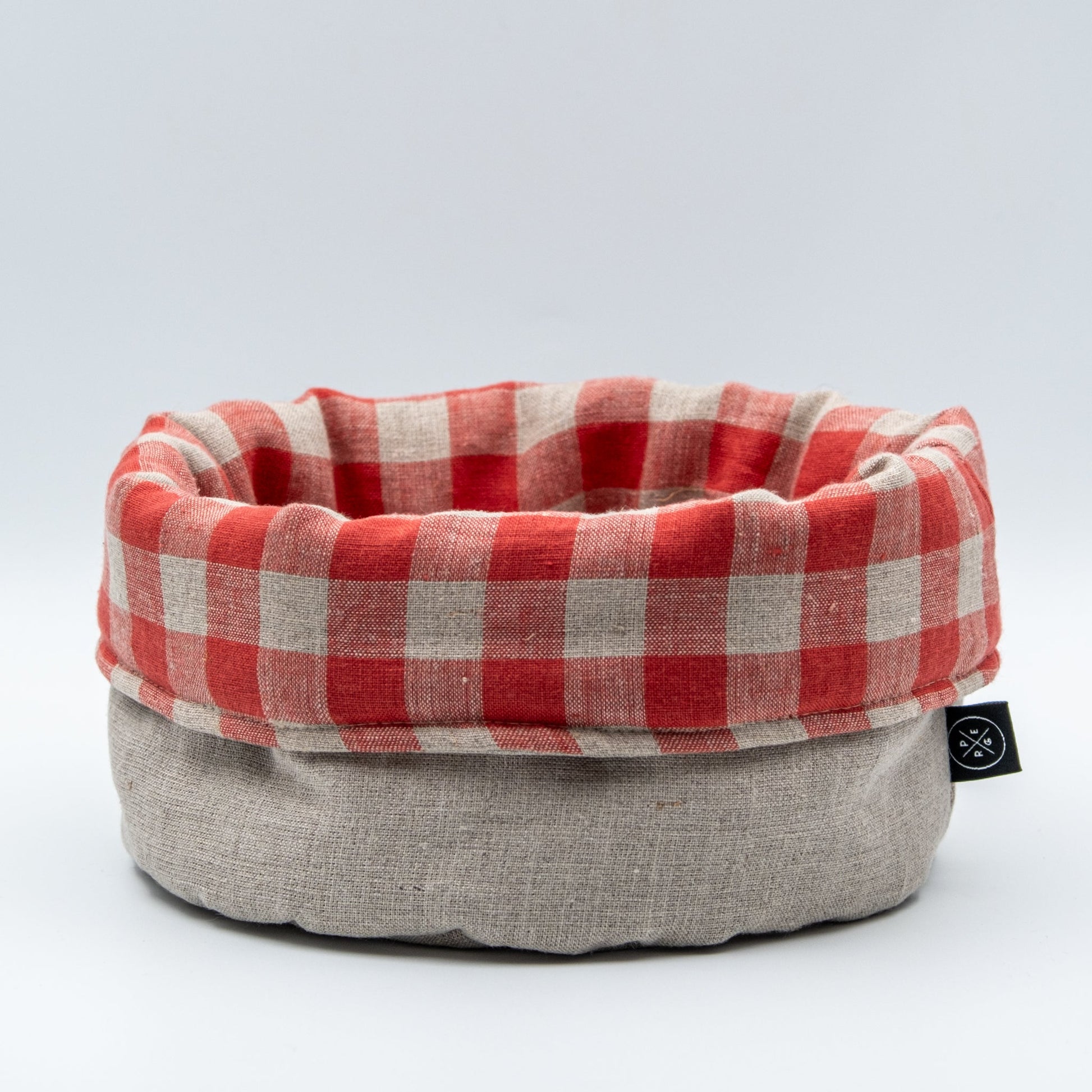 Brødkurv lin beige/ruter - PREG Interiør