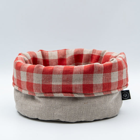 Brødkurv lin beige/ruter - PREG Interiør