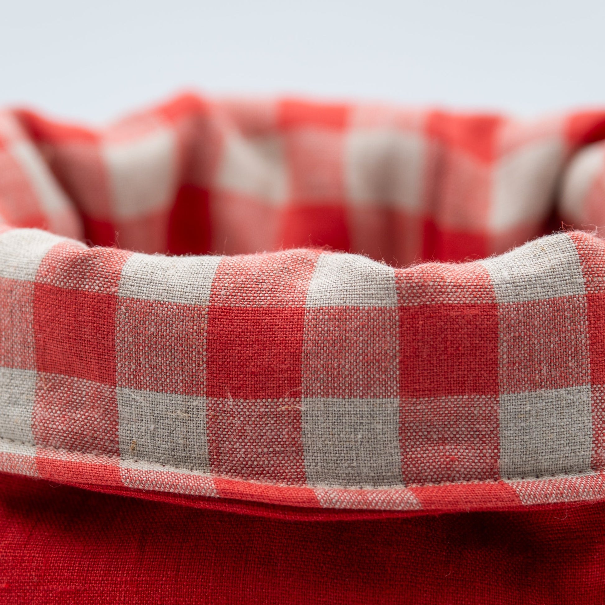 Brødkurv lin rød/ruter - PREG Interiør