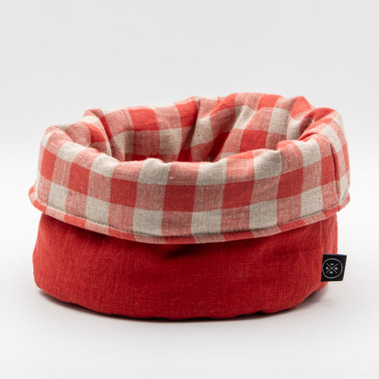 Brødkurv lin rød/ruter - PREG Interiør