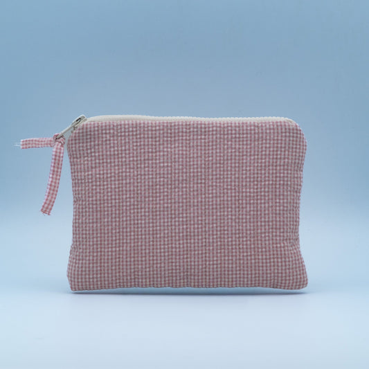 Quiltet clutch liten rosa/hvite ruter - PREG Interiør