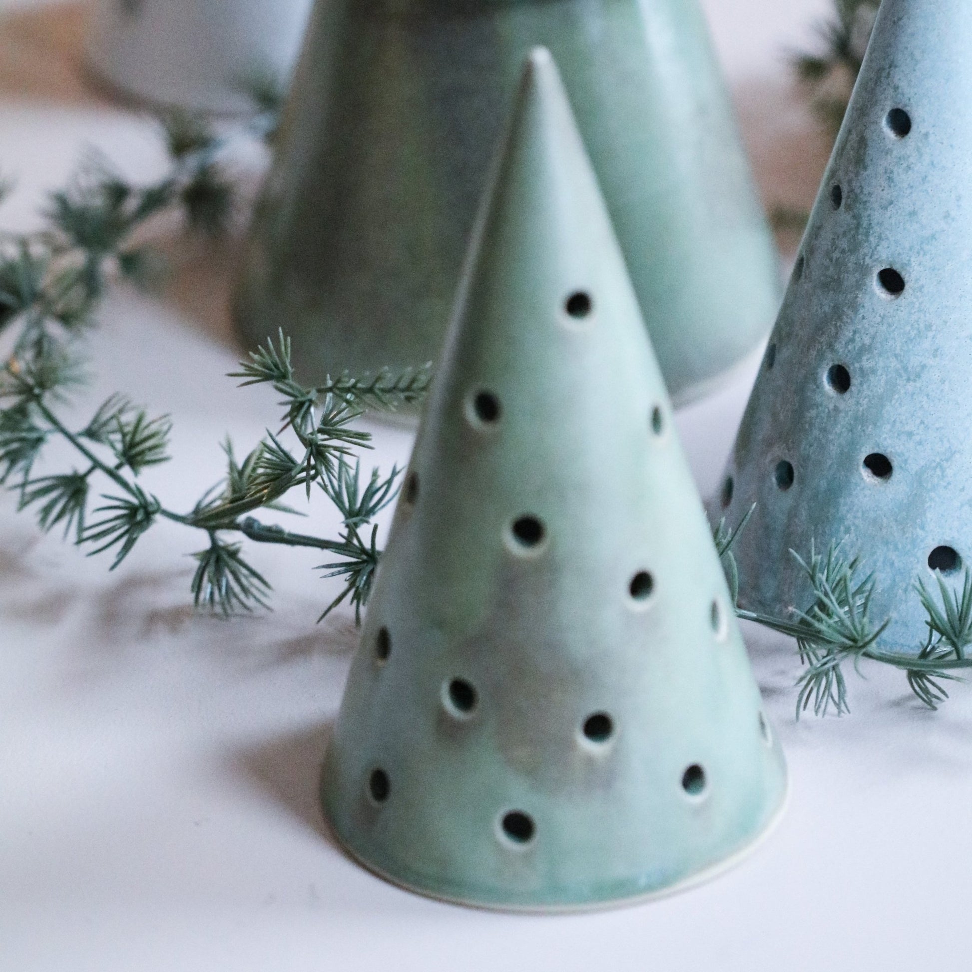 Juletre lite for telys celadon grønn - PREG Interiør